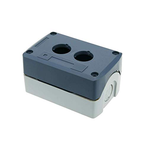 BeMatik - Caja de control de dispositivos eléctricos para 2 pulsadores o interruptores de 22 mm gris
