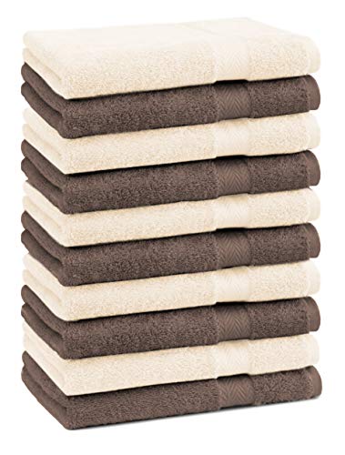 Betz Paquete de 10 Piezas de Toallas para Invitados Juego de Toalla de Lavabo 100% algodón tamaño 30x50 cm Toalla de Mano Premium de Color marrón Nuez y Beige