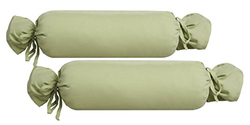 Biberna 0077144 Jersey de para cojín cilíndrico de algodón 100%, 2 Unidades, 15 x 40 cm Verde Pistacho, 27 x 18 x 2 cm
