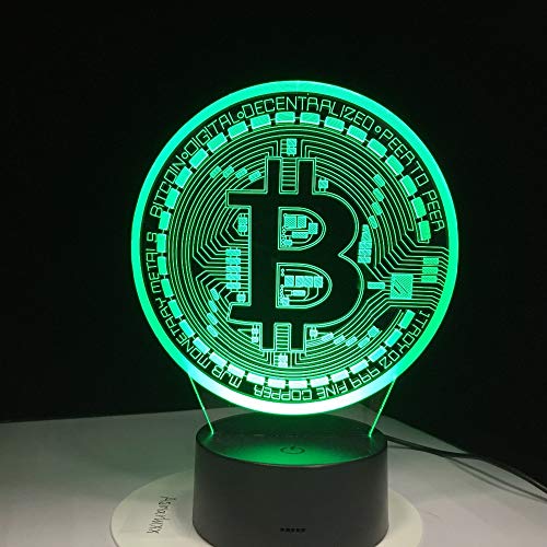 Bitcoin Sign Night Light Colorful Coin Symbol lámpara de Mesa Baby Bedroom Sleep Accesorios de iluminación decoración Entrega de Regalos