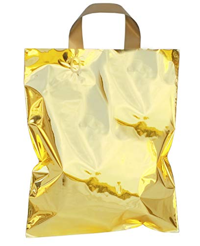 Bolsas metalizadas con asa suave para caja de regalo y llevar diferentes tamaños y colores (oro metálico, 50 x 60 5 unidades)