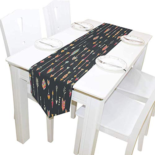 BONRI Camino de Mesa para decoración del hogar de 13 x 70 Pulgadas, Camino de Mesa de Centro con Flechas étnicas de Colores para decoración de Cocina, Comedor y Banquetes de Boda