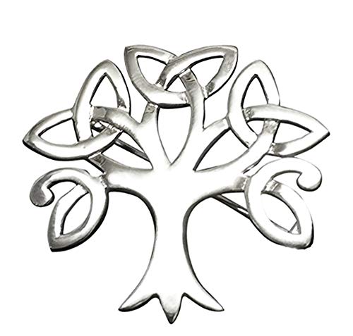 Broche de plata de ley con diseño de árbol de la vida celta de árbol de la vida, caja de regalo de piel sintética, tamaño: 38 mm x 38 mm, peso: 6 g, calidad premium, en caja de regalo 9099