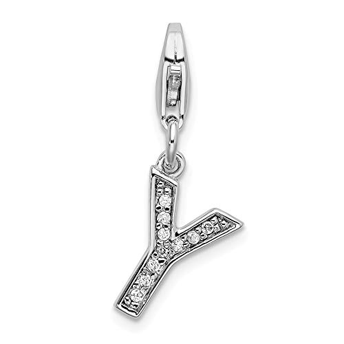 Broche de plata de ley CZ broche con forma de letra Y con cierre para pulsera - mide 24 x 8 mm - JewelryWeb