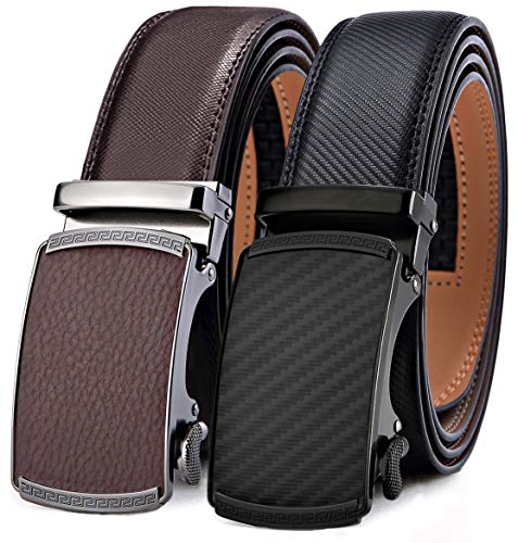 BULLIANT Cinturón Hombre Cuero Automática Cinturón De Hombre 35MM-Tamaño Ajustable,2 Unidades