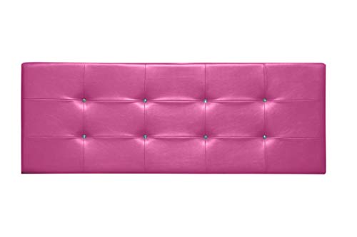 Cabecero de Cama tapizado en Polipiel y con Botones de Cristal. Altura 55cm. Color Rosa. para Cama de 80 (Medidas 90x55x8) Pro Elite.