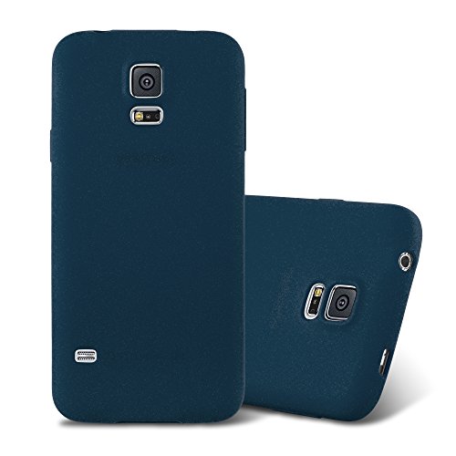 Cadorabo Funda para Samsung Galaxy S5 / S5 Neo en Frost Azul Oscuro - Cubierta Proteccíon de Silicona TPU Delgada e Flexible con Antichoque - Gel Case Cover Carcasa Ligera
