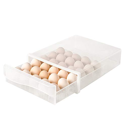 Caja de almacenamiento de huevos de una sola capa, apilable, para huevos de plástico, contenedor de huevos para nevera, tipo cajón de huevo, bandeja transparente para el hogar y la cocina