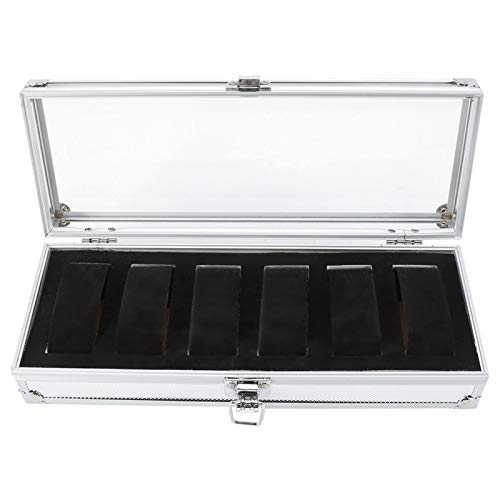 Caja de caja organizadora de almacenamiento de exhibición de joyería de reloj rectangular de aluminio con ranuras de rejilla 6/12 Nuevo(6)