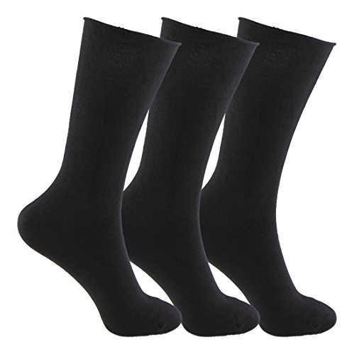 Calcetines SIN COSTURAS y SIN GOMA (3 pares) mujer. Calcetín alto, sin costuras y sin goma de primera calidad, evitan los roces y señales de presión. (Negro, eu: 35-40 // uk: 2-6) Calcetines SIN COSTURAS y SIN GOMA (3 pares) mujer. Calcetín alto, sin costuras y sin goma de primera calidad, evitan los roces y señales de presión. (Negro, eu: 35-40 // uk: 2-6)