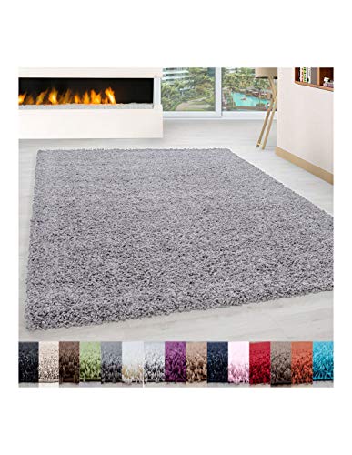 Carpet 1001 Pelo Largo Peluda Shaggy Sala de Estar Alfombra de Diferentes Tamaños y Colores - Gris Claro, 240x340 cm