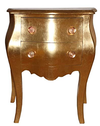 Casa-Padrino Baroque Chest of Drawers with 2 Drawers Gold Antique Look H 76 cm, W 62 cm - Bedside Table