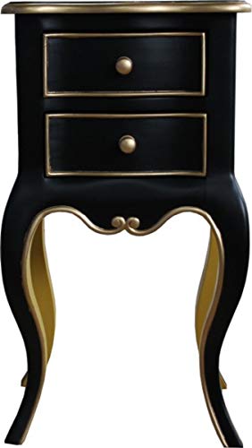 Casa Padrino Baroque Chest with 2 Drawers Black/Yellow/Gold H 70 cm, W 38 cm - - Bedside Table - Bedside Table