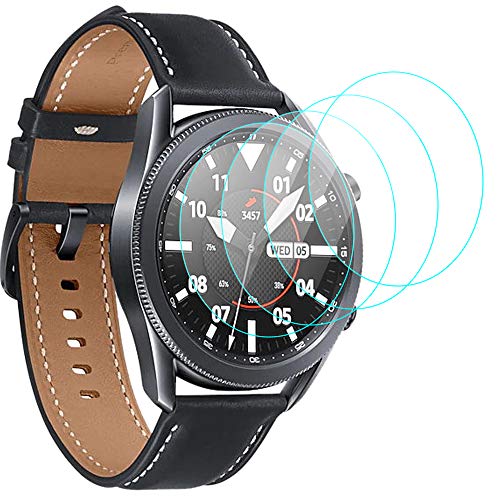 CAVN Protector de pantalla compatible con Samsung Galaxy Watch 3 45mm, 4 unidades, dureza 9H, transparente, antiarañazos, cristal templado para Galaxy Watch 3 45mm