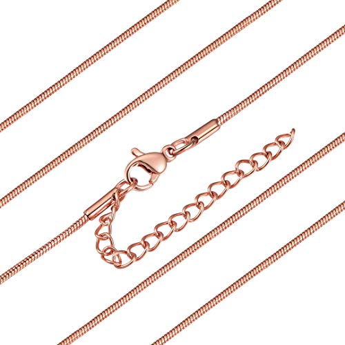 ChainsHouse Color Oro Rosado Collares de Mujer Serpiente 65cm Collar Largo de Eslabones Redondos Snake Necklace for Women