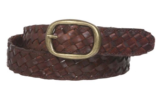 Cinturón ovalado de cuero trenzado de 1 1/4" - marr�n - Large/X-Large - 102 cm