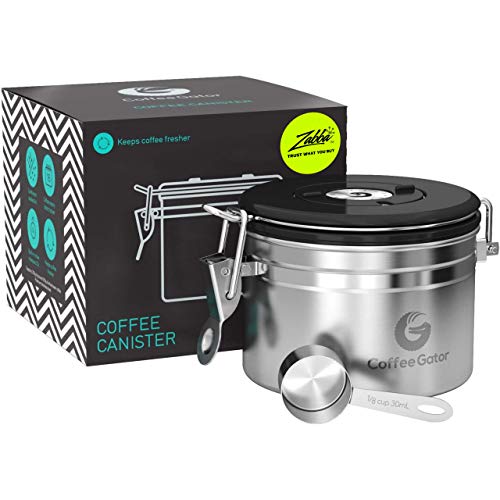 Coffee Gator Recipiente para Café Tamaño Mediano – Mantiene el Café Delicioso – Cuchara de Acero Inoxidable Gratis – Recipiente para de Café, Pequeño Аcero Inoxidable Coffee Gator Recipiente para Café Tamaño Mediano – Mantiene el Café Delicioso – Cuchara de Acero Inoxidable Gratis – Recipiente para de Café, Pequeño Аcero Inoxidable