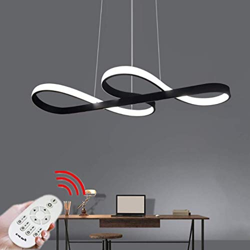 Colgante LED Mesa De Luz Moderna Forma De Nota Musical Acrílica Regulable Lámpara De Araña De Color Minimalista Del Arte Techo Techo De Luz Sala De Estar, Oficina, Restaurante,Negro,75cm