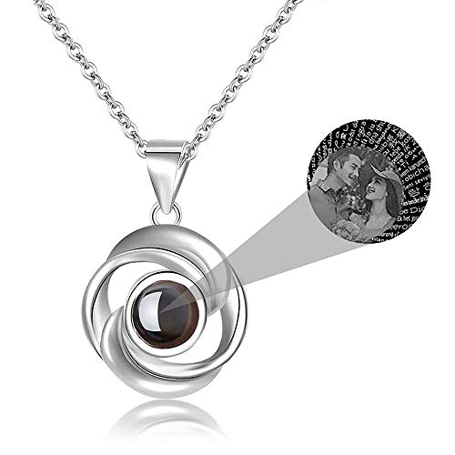 Collar de fotos personalizado rosa 925 collar de plata collar de fotos me encanta tu collar de joyas en 100 idiomas Collar de fotos personalizado rosa 925 collar de plata collar de fotos me encanta tu collar de joyas en 100 idiomas
