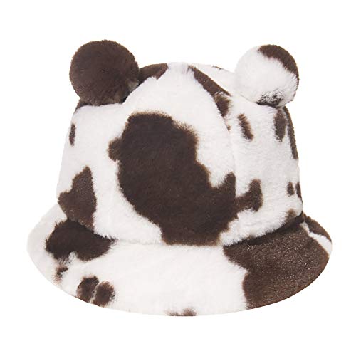 Corlidea Sombrero de pescador Tie-Dye Plus de terciopelo grueso, resistente al viento, estampado de leopardo, cálido gorro de lavabo con orejas de animales