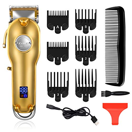 Cortadoras de pelo profesional cortapelos para hombre sin cordones cortadoras para estilistas y peluqueros (Oro)