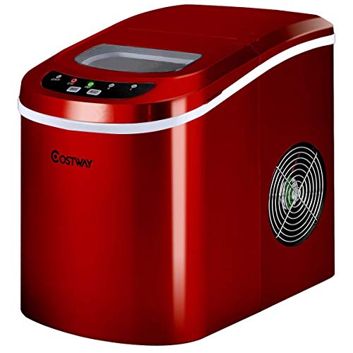 COSTWAY Máquina para Hacer Hielo con Bandeja 2 Tamaños de Cubitos Capacidad 12 KG (Rojo) COSTWAY Máquina para Hacer Hielo con Bandeja 2 Tamaños de Cubitos Capacidad 12 KG (Rojo)