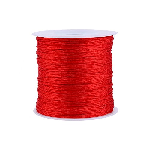 Cuerda de Nylon, Haofy Cordón de Nylon, 100m x 0.8mm Cordón de Hilo de Reborde, con Varios Colores, Cuerda Trenzada para DIY Tejer Pulsera, Collar, Joyas, Nudo Chino o Manualidades, Rojo