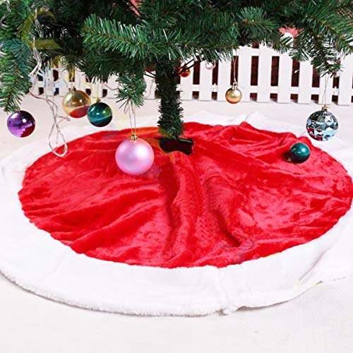 CUSFULL Falda de Árbol para Navidad Blanco Decoración Roja Vintage 120cm Manta Terciopelo Redonda Pino Artificial Grande de Fiesta