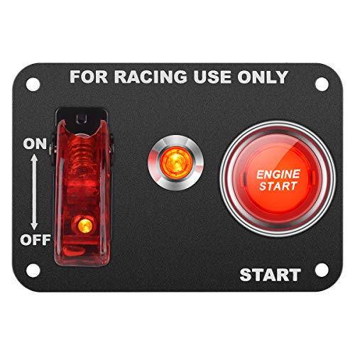 DC12V Panel de interruptores de botón de inicio para racing car sport 50A Interruptor de encendido + 20A interruptor de palanca luz indicadora roja para Car Marine Boat Truck