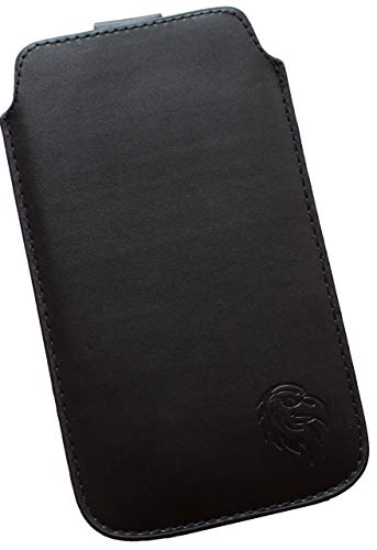 Dealbude24 Funda protectora para Apple iPhone 12/12 Pro, funda extraíble, bolsillo fino cosido con banda extraíble, forro interior de microfibra suave con diseño exclusivo de águila LE negro