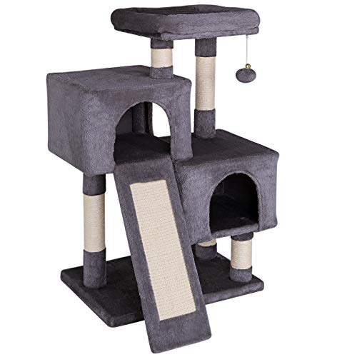 dibea Árbol para gatos Árbol escalador Árbol rascador para gatos Altura 90 cm Gris oscuro