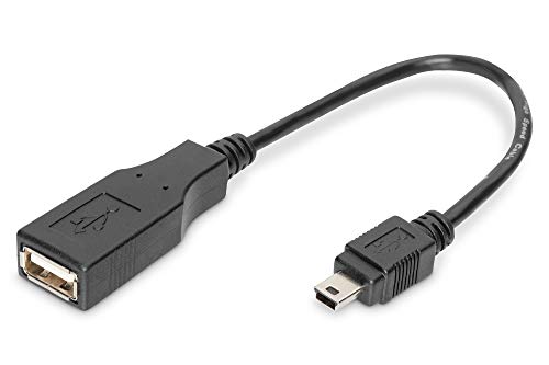 DIGITUS ASSMANN Electronic USB 2.0 OTG 0.2m USB Mini B Negro - Adaptador para Cable (USB Mini B, OTG, Male Connector/Female Connector, 0,2 m, Negro)