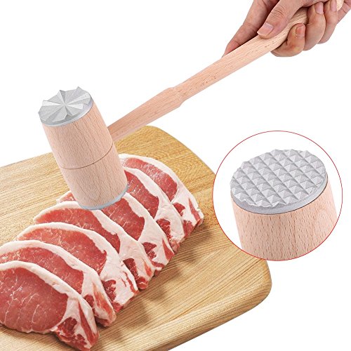 Dos lados de madera ablandador de carne tuerca martillo mazo triturador de aleación de aluminio cabezas herramienta de cocina