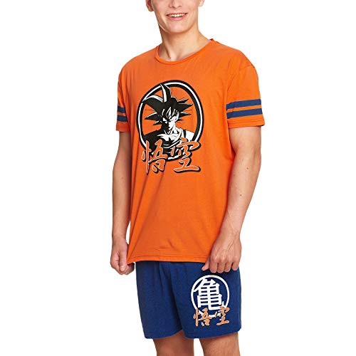 Dragon Ball Z Pijama 2 Piezas Goku Camiseta Shorts Elven Forest algodón Naranja Azul - M