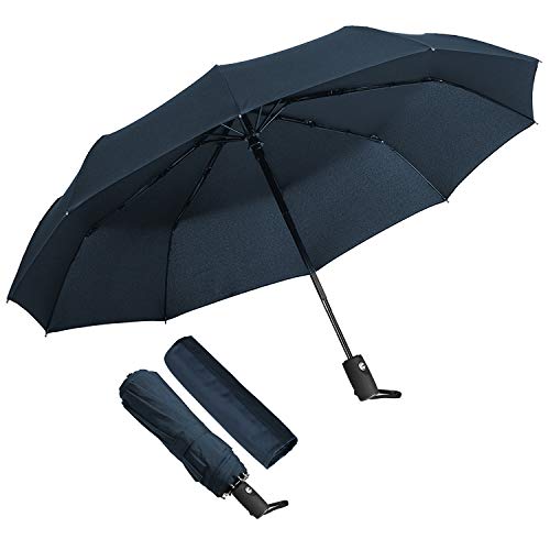 ECHOICE Paraguas Plegable Hombre Automático Antiviento, Paraguas Negro Compacto Resistente al Viento, Paraguas de Viaje (Azul 1)