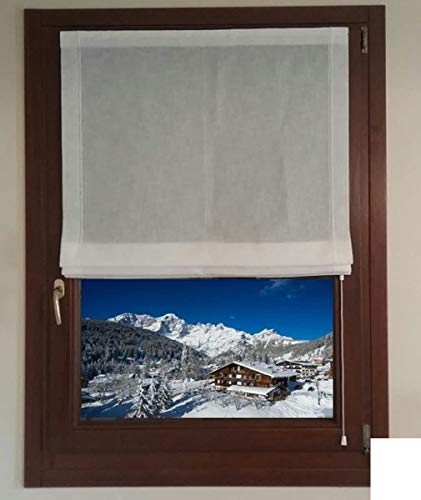 Estor Romano plagable paqueto para Ventanas y Puertas a Medida con Soportes para no perforar - Tejido Efecto Lino Blanco Natural (Ancho x Alto 60x225 cm) Estor Romano plagable paqueto para Ventanas y Puertas a Medida con Soportes para no perforar - Tejido Efecto Lino Blanco Natural (Ancho x Alto 60x225 cm)