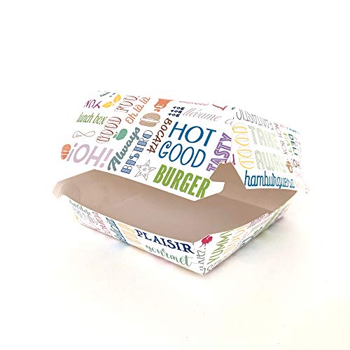 Extiff - Lote de 50 Cajas de cartón para hamburguesa (12,5 x 11 x 4,5 cm), Color Blanco
