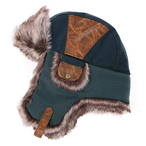 Fancet Sombrero de invierno de piel sintética para hombre y mujer, cálido, con forro térmico, para esquí al aire libre