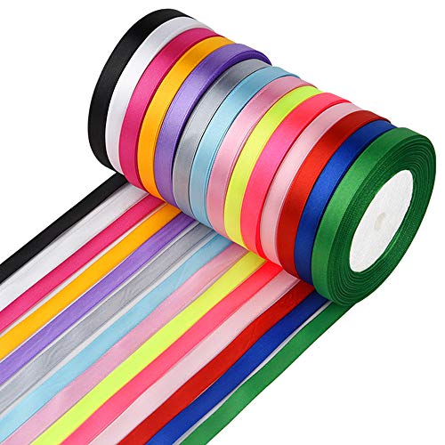 FEPITO 10 mm cinta de raso 350 yardas tela cinta satinado rollo 14 colores