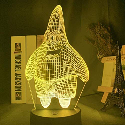 Festival Lámpara de Ilusión 3D Luz de Noche Led Figura de Dibujos Animados Bob Esponja Patrick Estrella Holograma Bebé Niño Dormitorio Regalo de Noche para Navidad Niños Lámpara para Dormir