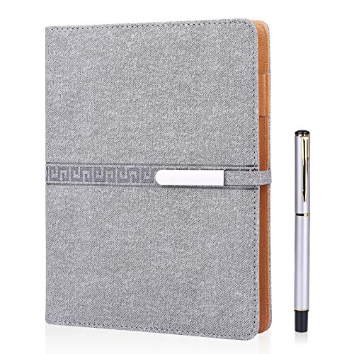FOBOZONE Cuaderno de piel A5, rellenable, hojas sueltas, 200 páginas gruesas, forro clásico con bolsillo y soporte para bolígrafo, el mejor regalo.