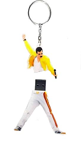 Freddie Mercury USB 3.0 32 GB & Llavero Freddie Mercury Queen Pendrive 3.0 Freddie Mercury Bohemian Rhapsody gadget idea regalo unidad de memoria flash Pen Drive alta velocidad SuperSpeed