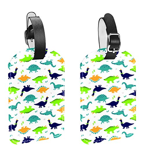 FURINKAZAN Dibujos Animados Dinasour Azulejos Patrón 2 Pack de etiquetas de equipaje Maletas Bolsa de viaje Etiquetas de identificación de equipaje FURINKAZAN Dibujos Animados Dinasour Azulejos Patrón 2 Pack de etiquetas de equipaje Maletas Bolsa de viaje Etiquetas de identificación de equipaje