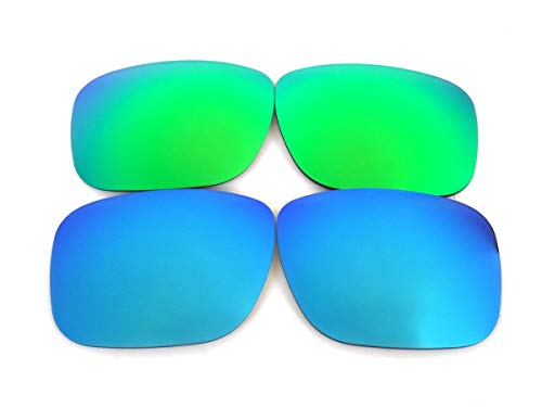 GALAXYLENSE Lentes de Repuesto para Oakley Holbrook Azul y Verde Color Polarizados, Gratis ENVÍO y MANEJO 2 Pares - Azul y Verde, Estándar