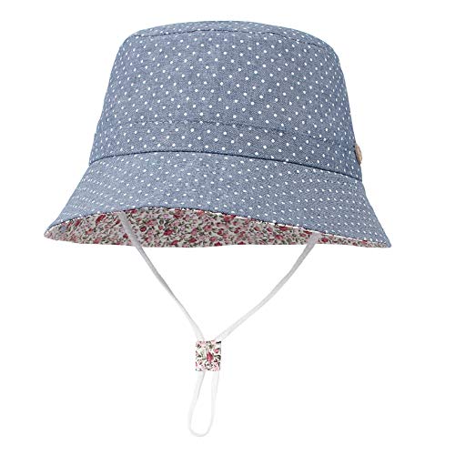 GEMVIE Niños Sombrero Pescador de Bebé Sol Protección Algódon Unisexo Gorro Ajustable Plegable Estapado Estrella Verano UV Hat Niña (Azul, 3-6meses)