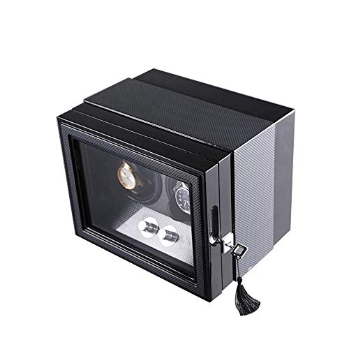 GLXLSBZ Enrollador de Reloj Doble, para Relojes automáticos, Exterior de Pintura de Piano con Carcasa de Madera, Cuero de PU, Motor japonés súper silencioso (Color: Gris)