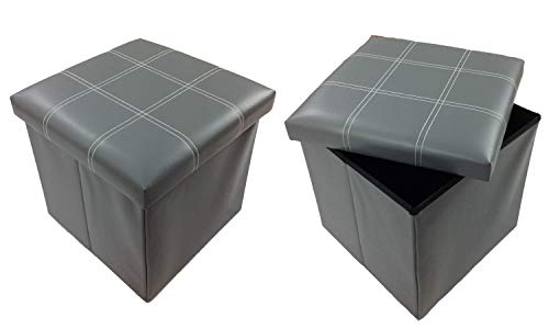 GMMH Original - Taburete Cubo de Almacenamiento para Sentarse, Caja Plegable 38 x 38 x 38 cm - Gris