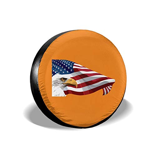 GOSMAO 4 de Julio Eagle USA Flag Cubierta de neumático Cubierta Universal de Rueda de Repuesto Cubierta de neumático Cubiertas de Rueda para Remolque RV SUV Camión Remolque de Viaje 16 pulgadas-42