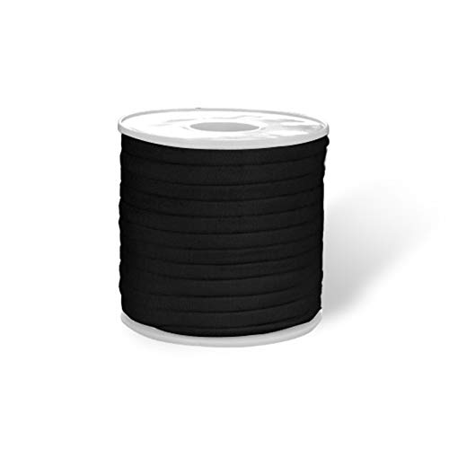 Greatime Banda elástica negro de 20 yardas de longitud 1/4 pulgada de ancho(6mm), cuerda elástica, rollo de cordón trenzado con correa elástica para coser y hacer manualidades
