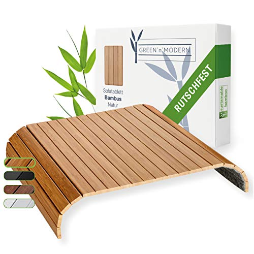 Green'n'Modern - Bandeja de madera de bambú para reposabrazos de sofás y muebles